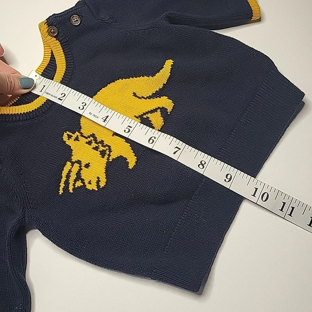 BABY GAP Crewneck Navy Blue Sweater‎ Boys Yellow Dinosaur Sweater Top Size 0-3mo
